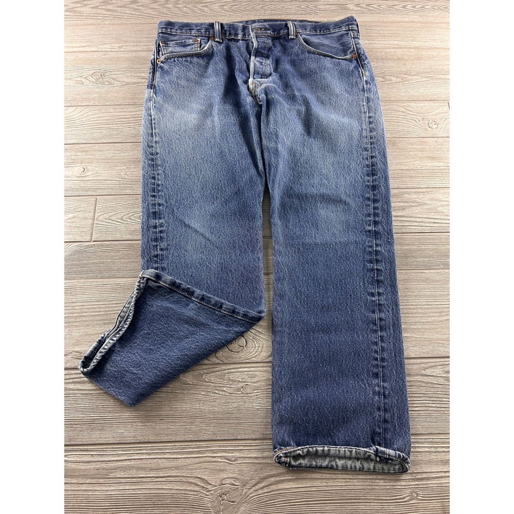 Levis 501 Original Fit Mens Blue Denim Straight Leg Button Fly Jeans 38x29